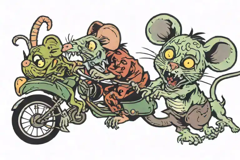Zombie Mouse Chasing An Alive Cat