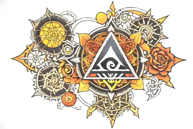 Trishul With 7 Chakras Represented Along A Line