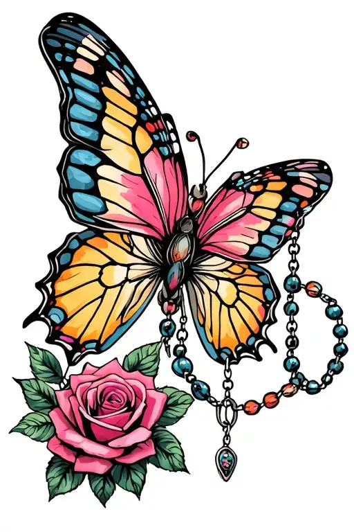 Roses Butterfly Rosary Intertwined