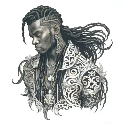 Black Boy With Insanely Long Hair Wearing Lace And Leather