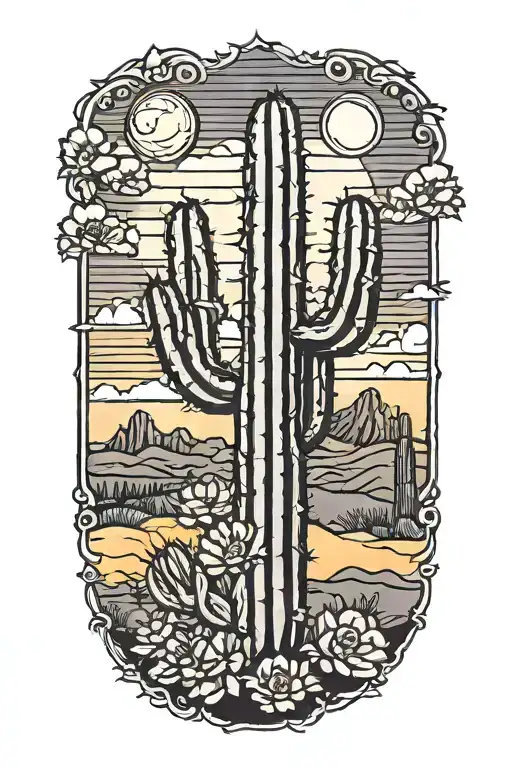 Saguaro Cactus With A Sunset