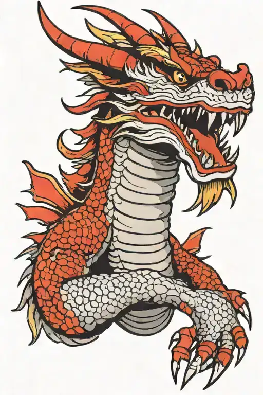 Japanese Dragon Head On Hand Character