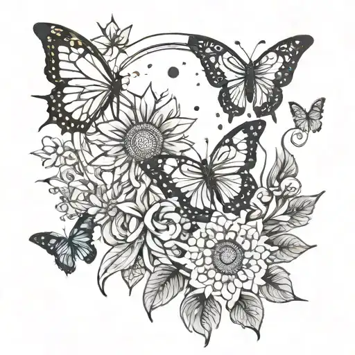 Eclipse Sun Moon Dandelion Butterfly