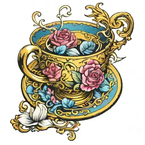 Broken Teacup Glued Together With Gold