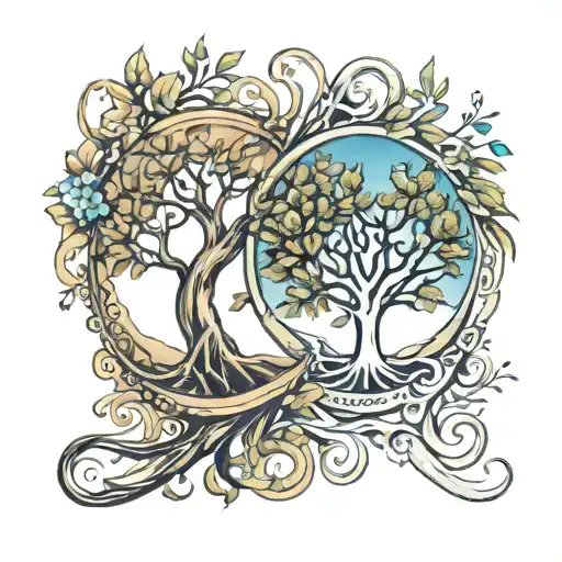 Leo And Virgo Sign And Tree Of Life