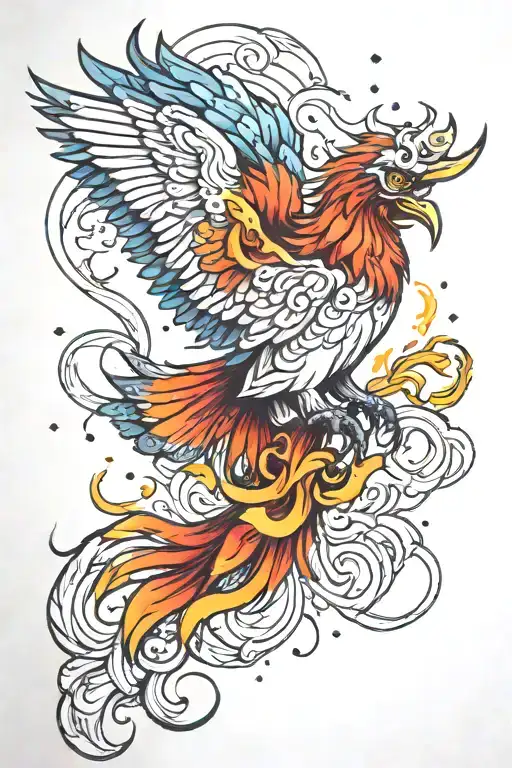 Galaxy Colors With A Phoenix Rising From The Ashes