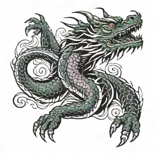 Japanese Dragon On Arm And Hand Character