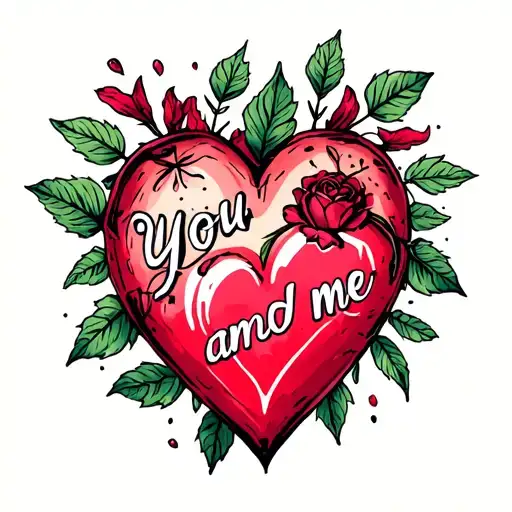 A Heart With Heartstopper Leaves With The Word You And Me