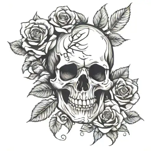 Skull And Dead Rose