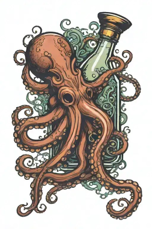 Octopus In Saracha Bottle