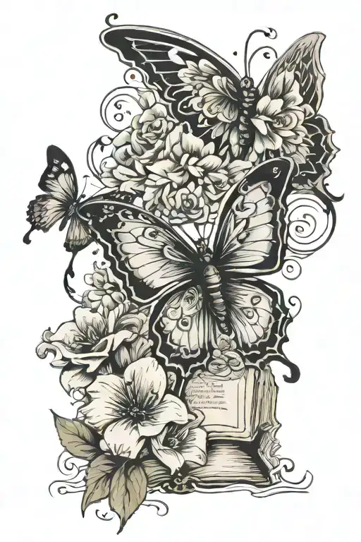 Butterfly's And Flowers And Bible Quote Written