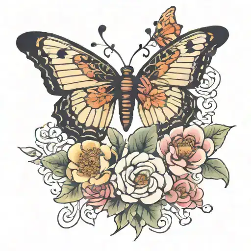 Chinese Flowers Butterfly