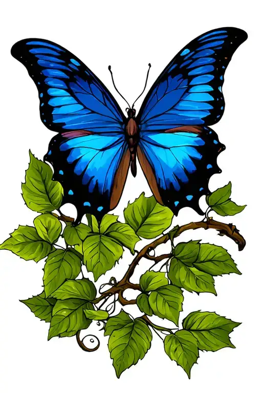Blue Butterfly On A Vine Wrapping