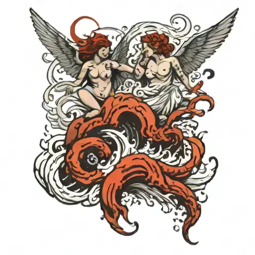 Angel And Devil Sea Wave Crashing