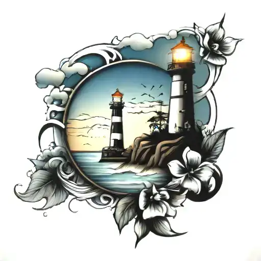 Beach Scence With Lighthouse