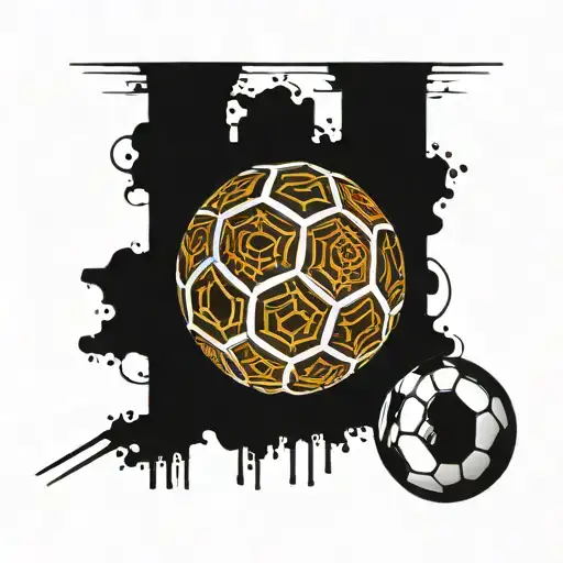 Minimalist Line Design Of Soccer Ball And Laced With Various Symmetrical Line Designs