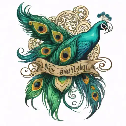 Peacock Feathers With Name Intertwined