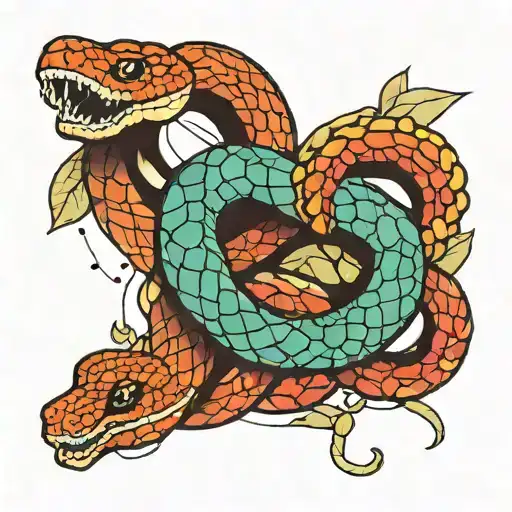 Geometic Snake Tattoo Design