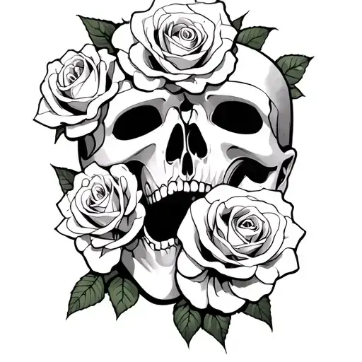 Comedy And Tragedy Masks White Roses Scary Death