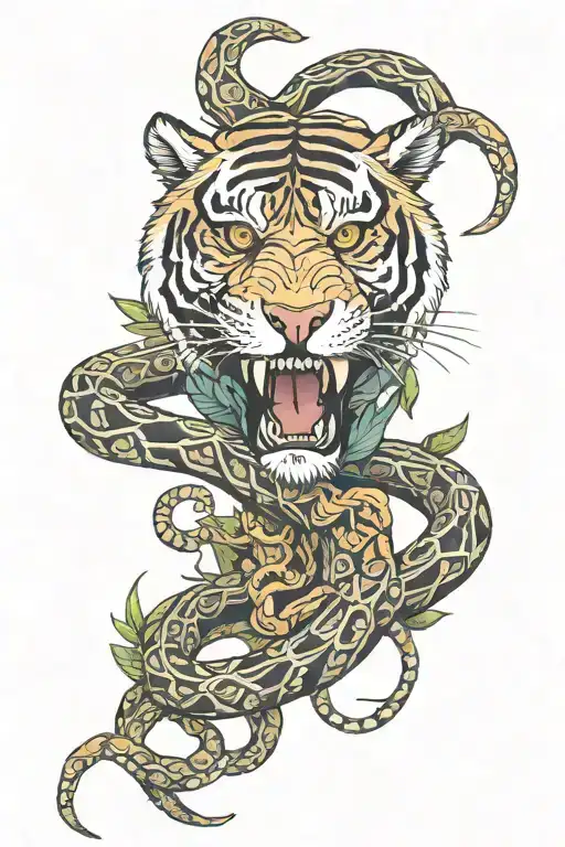 Tiger Skull Snake Intertwined
