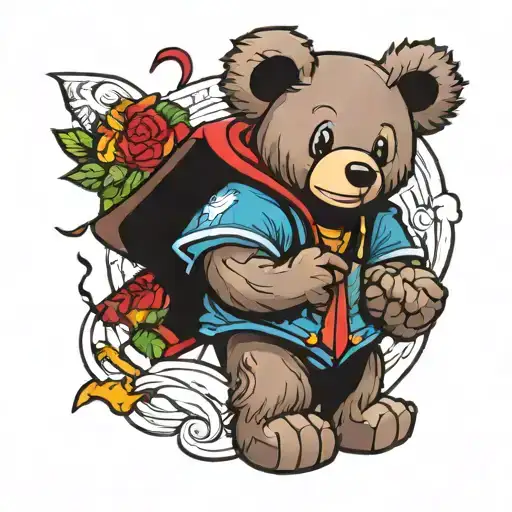 Bear Graduation Album Cover Art Kaws Inspired Tattoo Incorporating Elements