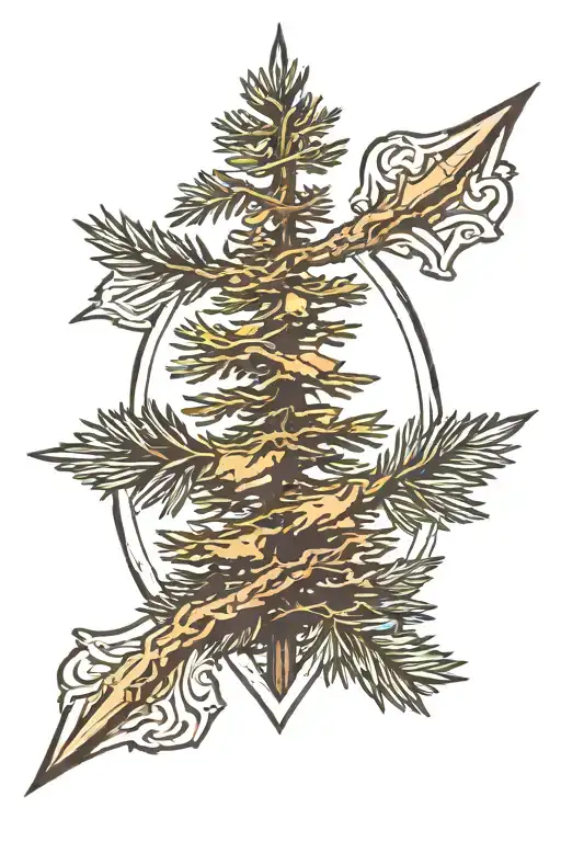 Pine Tree With An Arrow Head Emerging