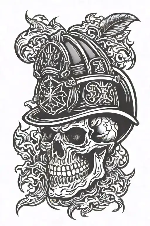 Firefighter Skull Engulfed In Flames Left Arm Sleeve