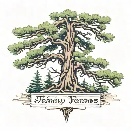 Pine Tree With Family Names In The Limbs Coming