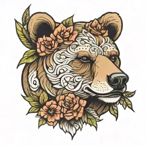 Floral Bear Head