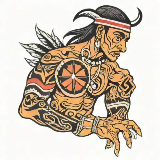 Male Indigenous Tattoo Decal On Arm And Shoulder