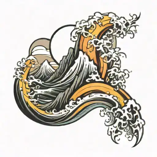 Mountains And Ocean Waves Crashing