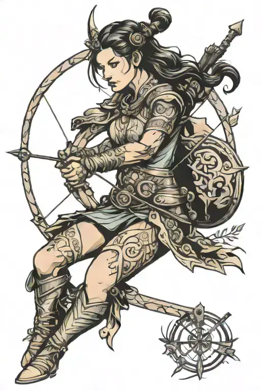 Sagittarius Female Archer Aiming