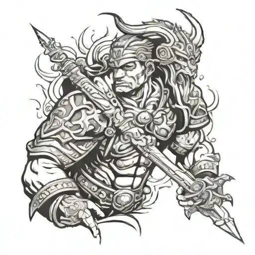 Under The Bicep And Full Forearm Warrior Tatto