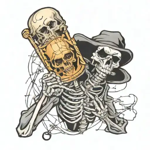 Skeleton Arm Holding A Map