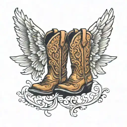 Angel Wings With Cowboy Boots