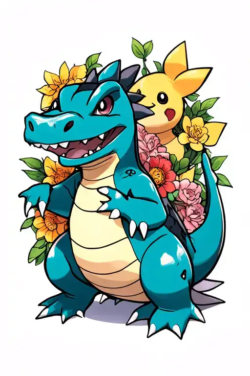 Totodile Surrounded By Other Pokemon