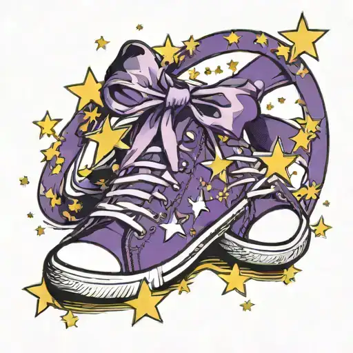 Create A Design Of A Purple Cancer Awareness Ribbon With Six Gold Stars And A Running Sneaker