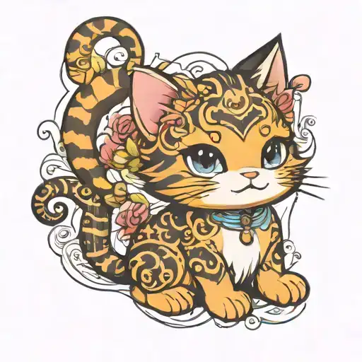 Chibi Cute Cat With Large Belly