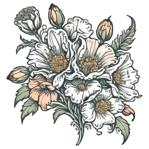 Carnation Daisy Poppy Flower Bunch