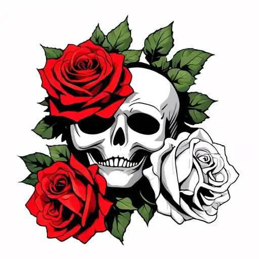 Comedy And Tragedy Masks White Roses Scary Death