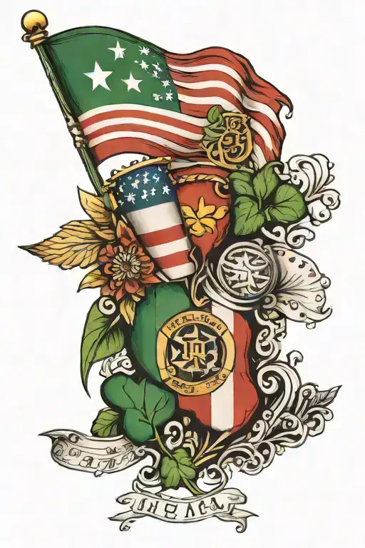 A Italian Flag And American Flag And Irish Flag With 2 Birth Dates