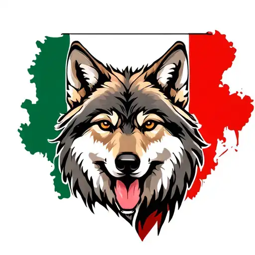 Italian Wolf With Italian Flag