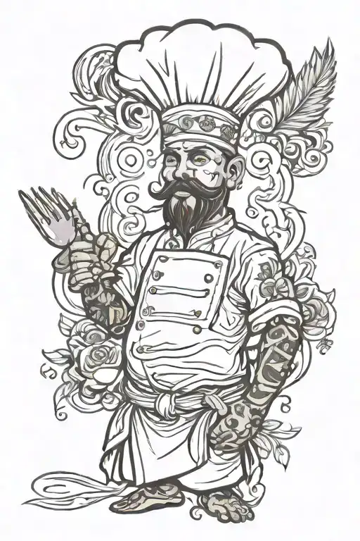 Chef Tattoo Design Featuring Inka Style