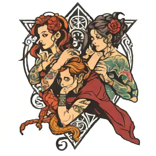 Three Friends Looking For Their Friendship Symbol Intertwined