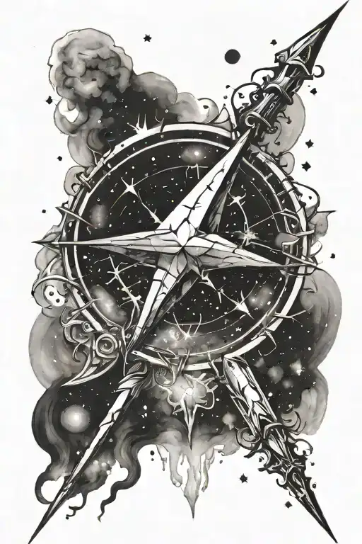 Star Reaching Up To A Galaxy