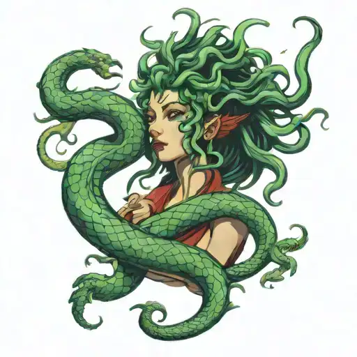 Medusa With Chinese Dragon Instead Of Snakes