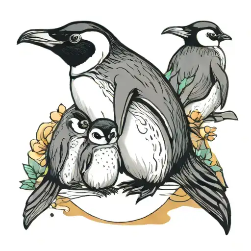 Mom And Baby Penguin