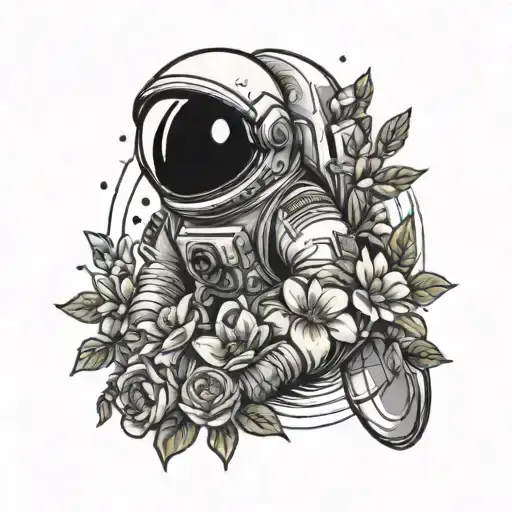 Astronaut And Flower Bouquet
