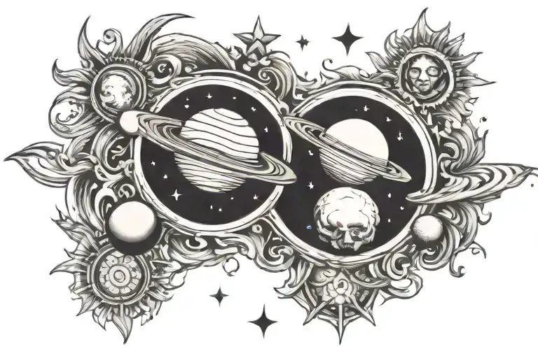 Space Moon Sun Saturn