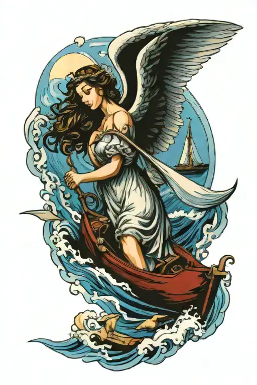 Angel Incorporate Blue High Tide And Sail Boat